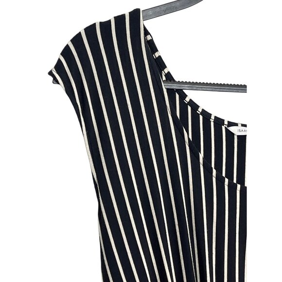 Isaac Mizrahi Striped Maxi Dress Black White Sleeveless Size Medium - Picture 5 of 11